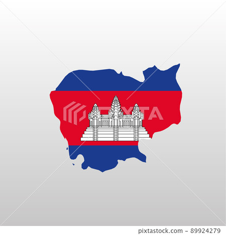 Cambodia national flag in country map silhouette 89924279