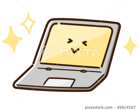 Handwritten style illustration of a cute laptop that is in a good mood and energetic Handwritten style illustration of a cute laptop that is in a good mood and energetic 89924567