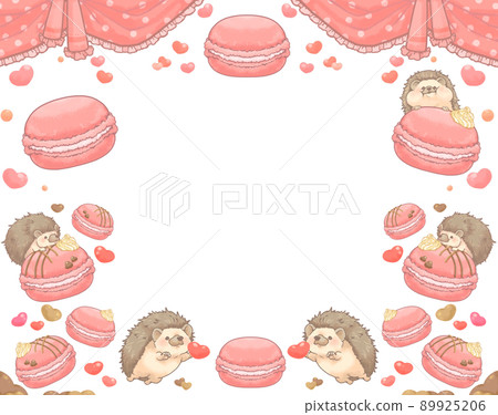 Hedgehog and Macaron Heart Frame Red ver Hedgehog and Macaron Heart Frame Red ver 89925206