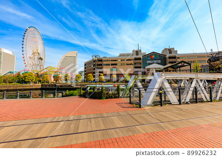 Cityscape from the train road in Yokohama City, Kanagawa Prefecture Port No. 3 Bridge and Yokohama World Porters 89926232