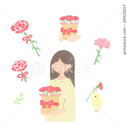 Woman buying carnations on Mother's Day 89926657
