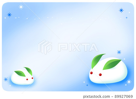 Winter greetings, snow rabbit postcard template, sideways 89927069