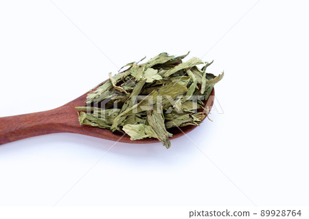 Dried stevia on white background. 89928764