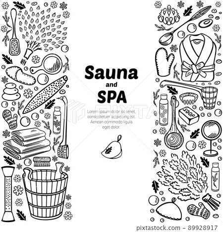 banner sauna and spa vertical sketch vector 89928917