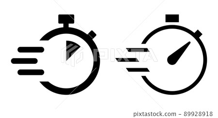 Shortest time limit stopwatch vector icon black and white set material 89928918