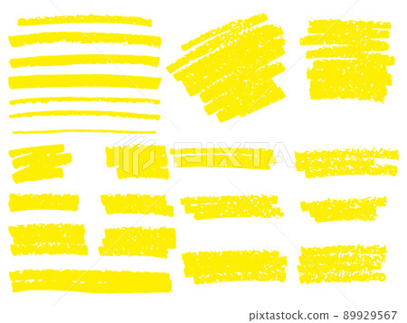 Vector yellow highlighter brush lines. Hand drawing. Vector 89929567