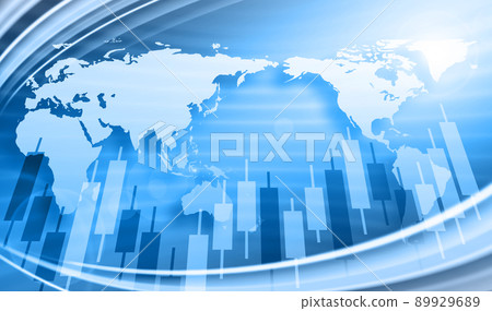 股票交易和外匯交易的形象，以亞洲為中心的世界地圖 89929689