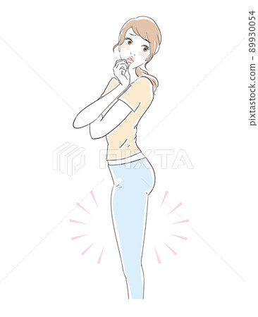 A cute woman who is worried about the fat of her thighs A cute woman who is worried about the fat of her thighs 89930054