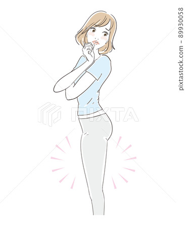 A cute woman who is worried about the fat of her thighs 89930058