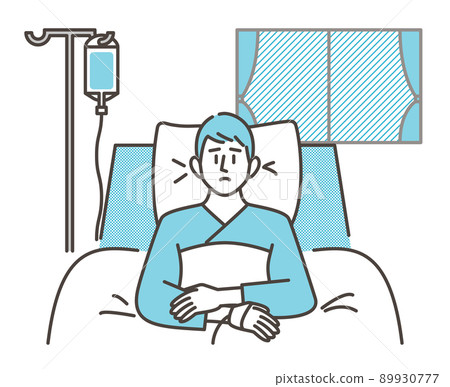 因病上床睡覺的男性患者[矢量圖素材] 89930777