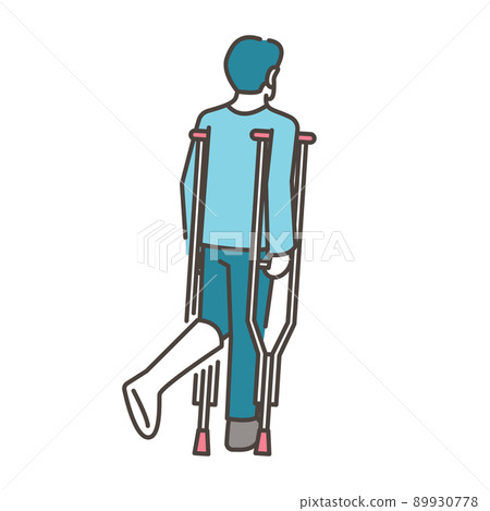 A man who injured his leg and walked with crutches [Vector illustration material] 89930778