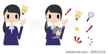 An office worker who puts out an OK mark with a sharp face An office worker who puts out an OK mark with a sharp face 89931320
