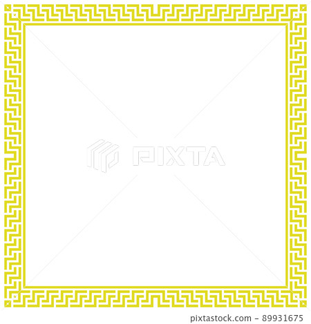 Decorative frame Elegant vector element for design in Eastern style, place for text. Floral yellow and white border. Lace illustration for invitations and greeting cards 89931675