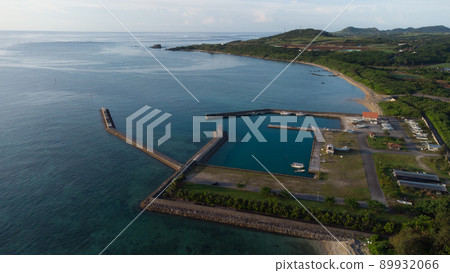 [Aerial view] Ishigaki Island Near Inoda fishing port in the morning 89932066