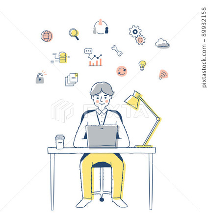 SE / desk work men and web system image icons 89932158