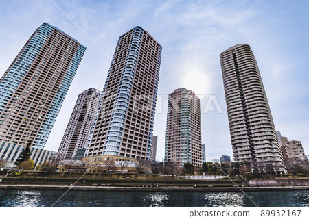 Scenery seen from a ship sailing on the river in Tokyo Scenery seen from a ship sailing on the river in Tokyo 89932167