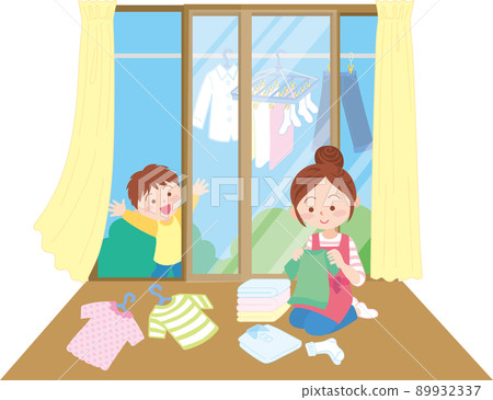 Fold the laundry_Large window_Outside drying_Large window half-open 89932337