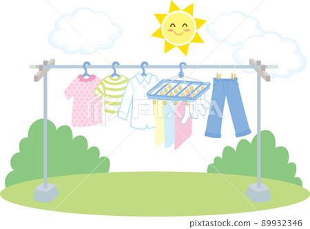 Laundry_outside drying_with sun clouds Laundry_outside drying_with sun clouds 89932346