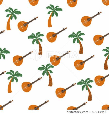 Portuguese guitar seamless pattern with flowers, typical azulejo tiles. Music and musical traditions pattern Portuguese guitar seamless pattern with flowers, typical azulejo tiles. Music and musical traditions pattern 89933945