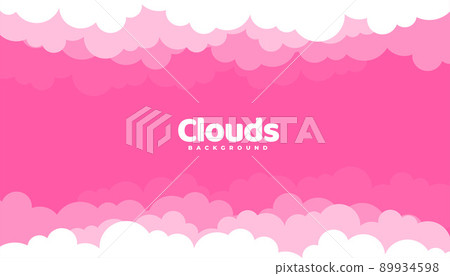 cartoonish clouds on pink background 89934598