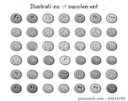 Supplement character illustration set (black and white) Supplement character illustration set (black and white) 89934799