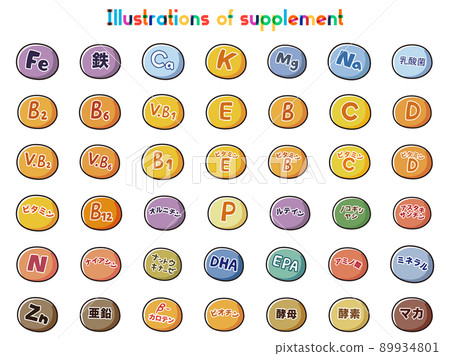 Illustration set of supplements Illustration set of supplements 89934801