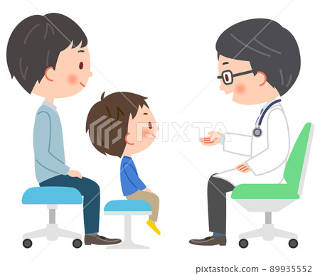 兒科醫生和病人的父母和孩子看的插圖 兒科醫生和病人的父母和孩子看的插圖 89935552
