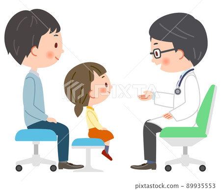 兒科醫生和病人的父母和孩子看的插圖 兒科醫生和病人的父母和孩子看的插圖 89935553