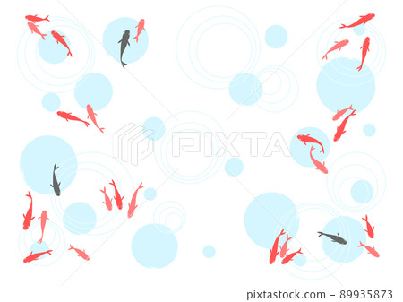 金魚、漣漪和波爾卡圓點插圖白色背景 89935873