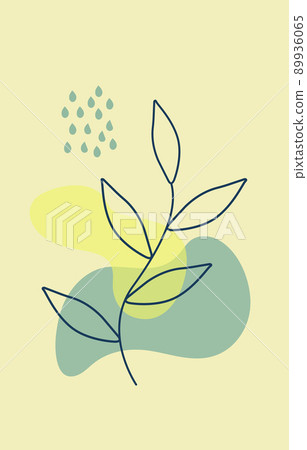 paints in boho style. Abstract watercolor geometric shapes of balance, plants, nature, sun ,moon. Design for cover, social networks, decor. Trendy colors 89936065