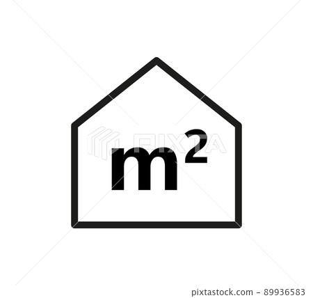 Square Meter icon. M2 sign. Flat area in square metres . Measuring house area icon. Place dimension pictogram. Vector outline illustration isolated on white background 89936583