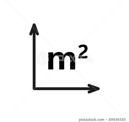 Square Meter icon. M2 sign. Flat area in square metres . Measuring land area icon. Place dimension pictogram. Vector outline illustration isolated on white background 89936585