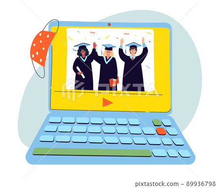 Online graduation - modern colorful flat design style illustration Online graduation - modern colorful flat design style illustration 89936798