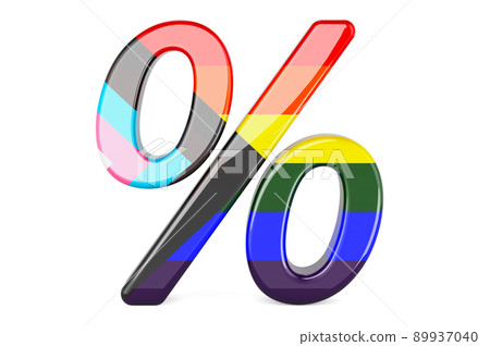 Percent with LGBTQ flag, 3D rendering 89937040