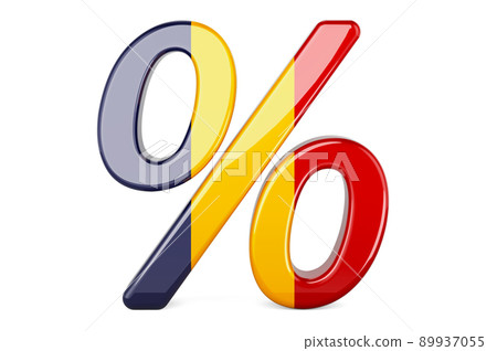 Percent with Romanian flag, 3D rendering Percent with Romanian flag, 3D rendering 89937055