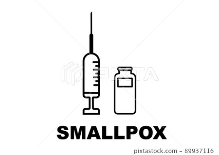 Vaccine. Monkeypox. Smallpox vaccine. Design of a vaccine with the injection, the syringe and the vial. Vaccine for monkeypox. Illustrative design. Vaccine. Monkeypox. Smallpox vaccine. Design of a vaccine with the injection, the syringe and the vial. Vaccine for monkeypox. Illustrative design. 89937116