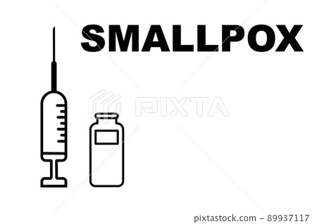 Vaccine. Monkeypox. Smallpox vaccine. Design of a vaccine with the injection, the syringe and the vial. Vaccine for monkeypox. Illustrative design. 89937117