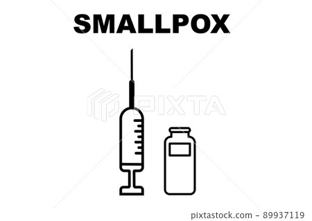 Vaccine. Monkeypox. Smallpox vaccine. Design of a vaccine with the injection, the syringe and the vial. Vaccine for monkeypox. Illustrative design. Vaccine. Monkeypox. Smallpox vaccine. Design of a vaccine with the injection, the syringe and the vial. Vaccine for monkeypox. Illustrative design. 89937119