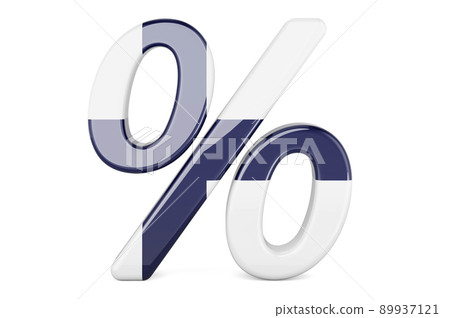 Percent with Finnish flag, 3D rendering 89937121