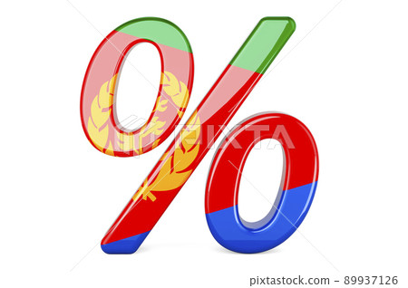 Percent with Eritrean flag, 3D rendering Percent with Eritrean flag, 3D rendering 89937126