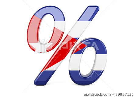 Percent with Cuban flag, 3D rendering 89937135