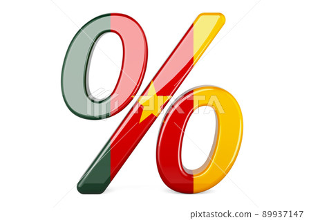 Percent with Cameroonian flag, 3D rendering Percent with Cameroonian flag, 3D rendering 89937147