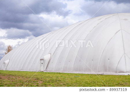 White inflatable hangar. Canopy made of tarpaulin. White inflatable hangar. Canopy made of tarpaulin. 89937319