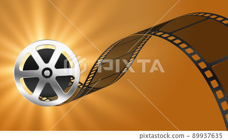 realistic film strip background with light rays 89937635
