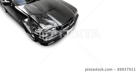Car crash accident isolated on white background. Broken headlight. Car crash accident isolated on white background. Broken headlight. 89937911