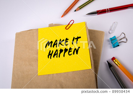 Make It Happen. Note with text on the textbook Make It Happen. Note with text on the textbook 89938434