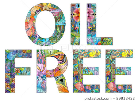 OIL FREE. Vector decorative zentangle object for decoration OIL FREE. Vector decorative zentangle object for decoration 89938458