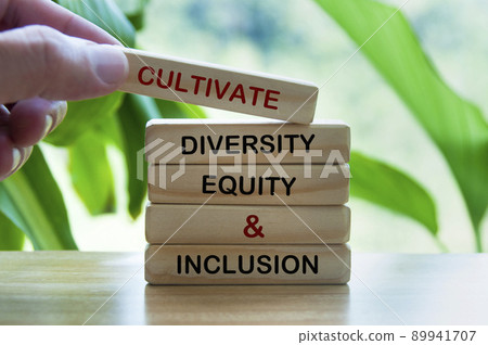 Cultivate diversity, equity and inclusion text on wooden blocks. 89941707