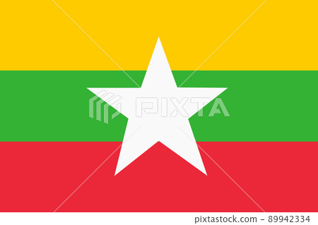 Myanmar flag background illustration yellow green red stripe white star Myanmar flag background illustration yellow green red stripe white star 89942334