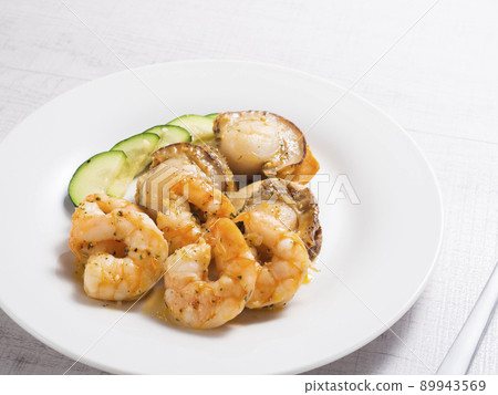 Grilled seafood in garlic oil Grilled seafood in garlic oil 89943569